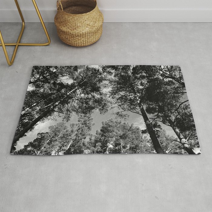 Summer Forest Canopy in Black and White  Rug