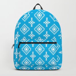 Turquoise and White Native American Tribal Pattern Backpack
