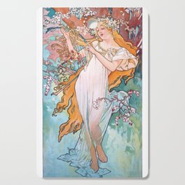 Woman Art Nouveau Art Vintage Poster Alphonso Mucha Printemps Illustration Cutting Board