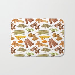 Watercolor Illustration of a set of spices Bath Mat | Graphicdesign, Seed, Condiment, Delicious, Cooking, Clove, Fennel, Aromatic, Chinese, Ingredient 
