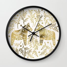 Swedish Dala Horses – Gold Palette Wall Clock