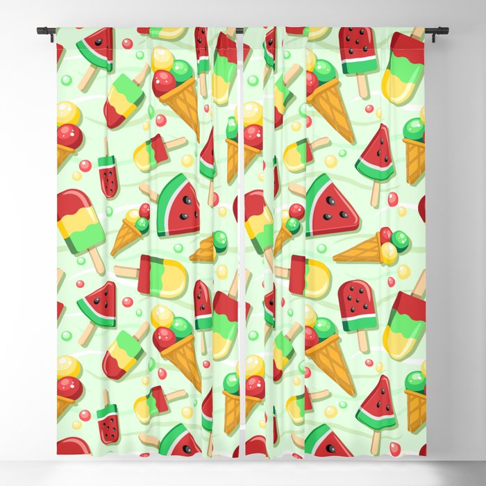 Ice Cream Fruity Juicy and Fresh Summer Pattern Blackout Curtain