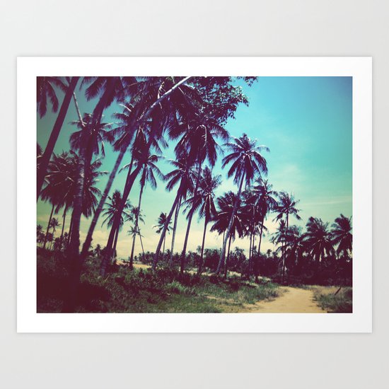 Road of palm trees Art Print