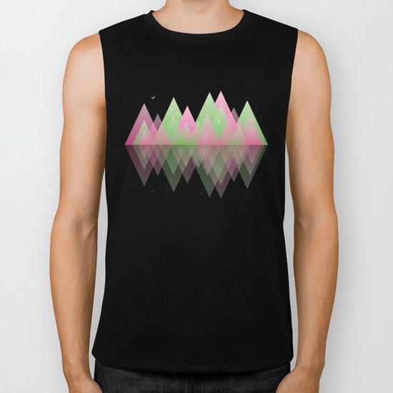 Geometric Lake Mountain I - Spring Biker Tank