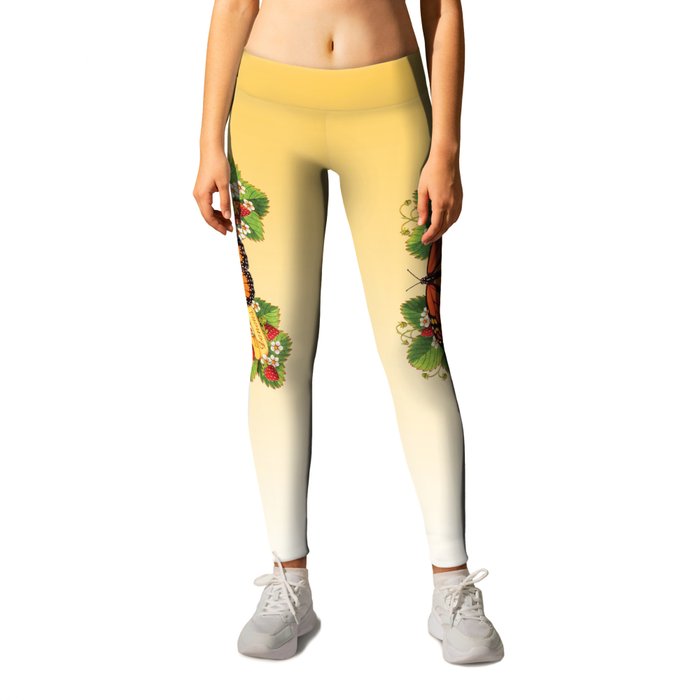Monarch Butterfly with Strawberries Leggings