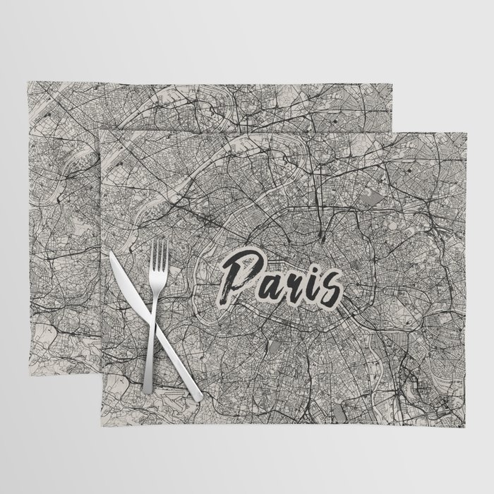 PARIS - Black and White City Map Placemat