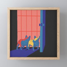 French Bulldogs On Guard Framed Mini Art Print