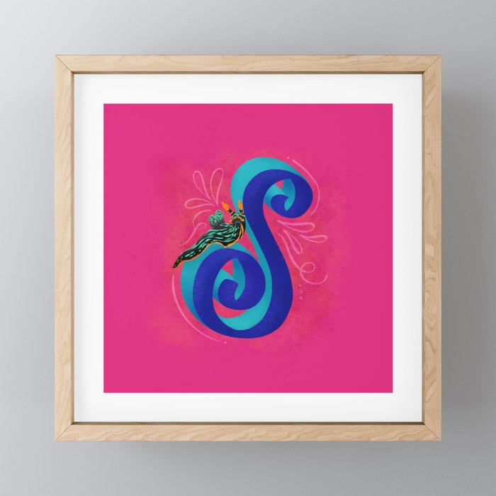 Aquatic Alphabet: Sea Slug Framed Mini Art Print