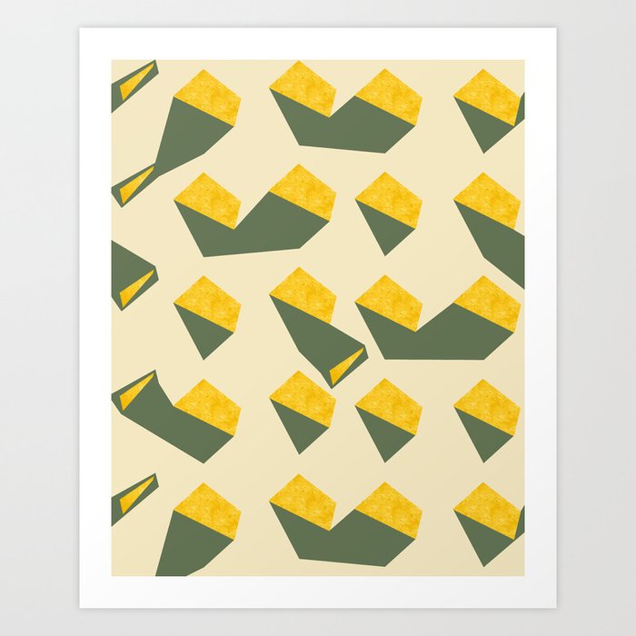 Forms No. 1 (Lemon Orchard), colourful geometric pattern, mid century modern, yellow Art Print