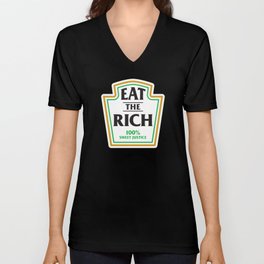 Eat The Rich Ketchup Label V Neck T Shirt