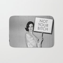 Not Your Bitch Women's Rights Feminist black and white photograph Bath Mat | Woman, Liberation, Girlpower, Vintage, Funny, Photographs, Meme, Black And White, Hip, Notyourbitch 
