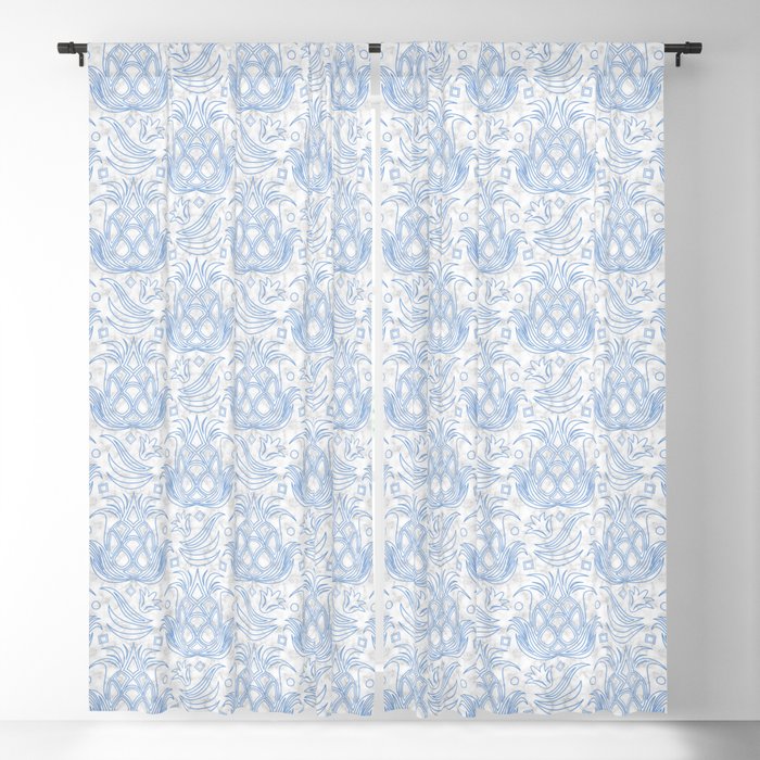 Pineapple Deco // Blue & Marble Blackout Curtain