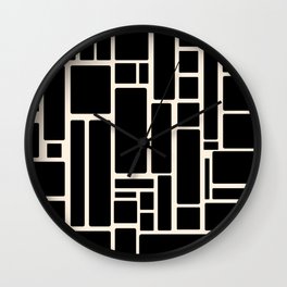 Modulus Minimalist Geometric Pattern in Black and Almond Cream Wall Clock