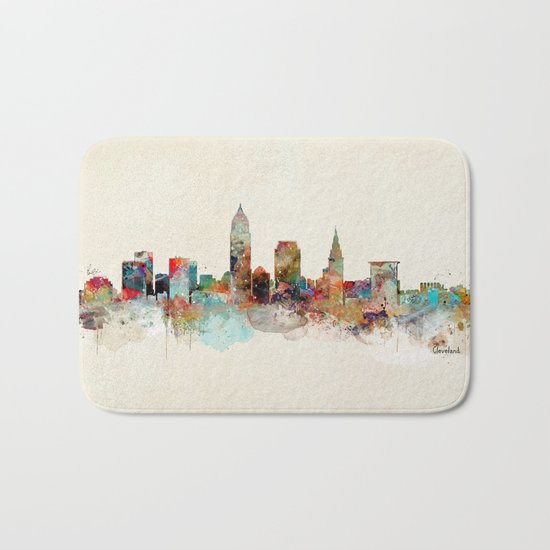cleveland ohio skyline Bath Mat