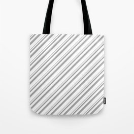 [ Thumbnail: Dark Gray & White Colored Lined Pattern Tote Bag ]