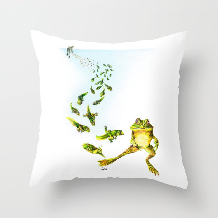 Frog Cycle Throw Pillow