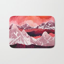Scarlet Glow Bath Mat | Burgundy, Rose, Purple, Landscape, Curated, Contemporary, Scarlet, White, Wine, Mountains 