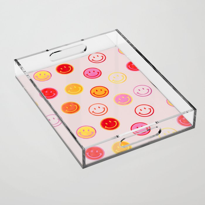 Smiling Faces Pattern Acrylic Tray
