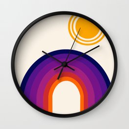 Jinkies - rainbow sunrise 70s style retro throwback vibes rainbows art Wall Clock