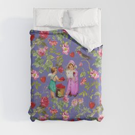 Cupid Dealing The Harts in The Rose Garden - Valentine's Day Illustration   Duvet Cover