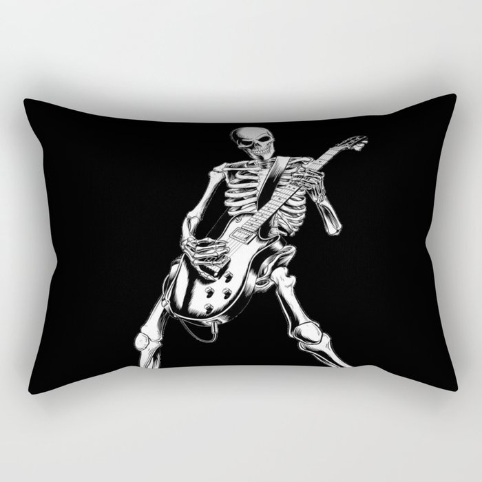skeleton rockin playing guitar Rectangular Pillow