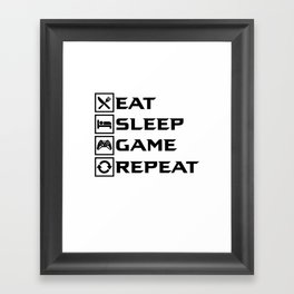 Eat Sleep Game Repeat Framed Art Print