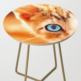 Peek A Boo Orange Tabby Cat With Blue Eyes Side Table