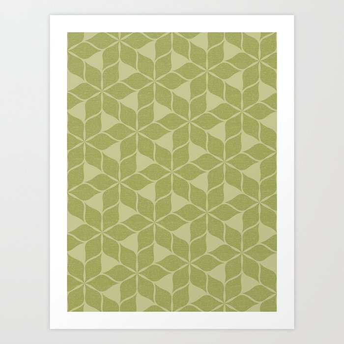 Geometric Pattern Green on Green Art Print