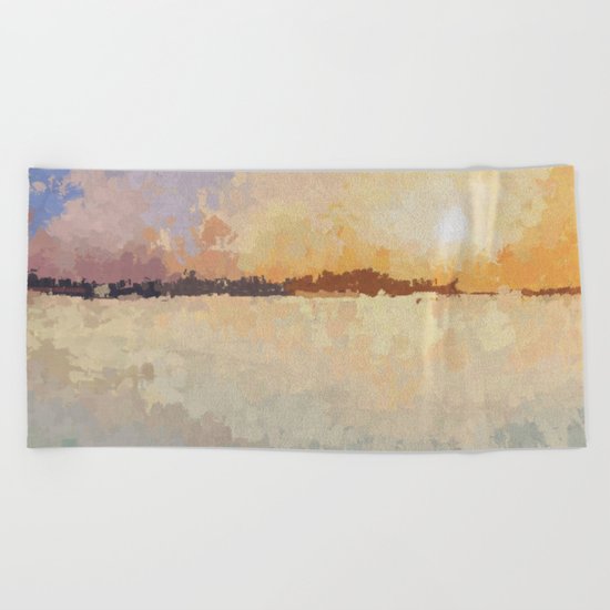 SUNSET (oil landscape) Beach Towel