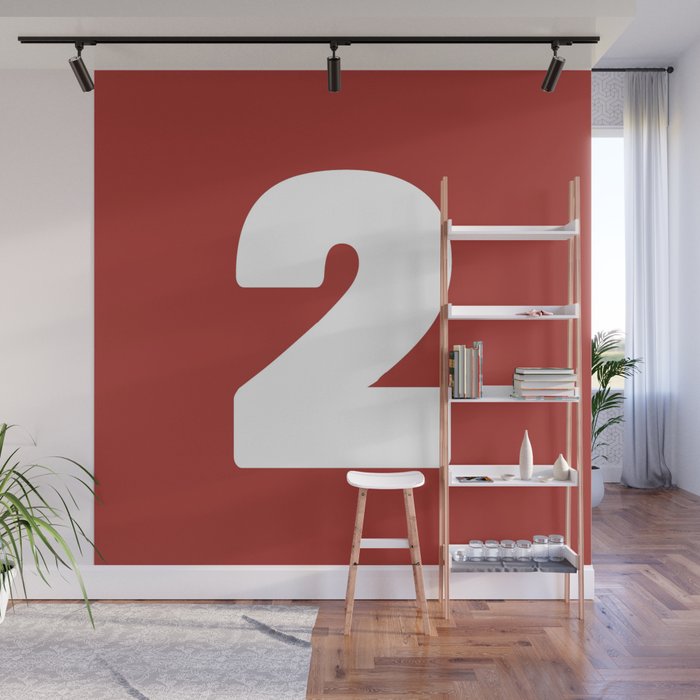2 (White & Maroon Number) Wall Mural