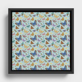 A Flutter of Butterflies Pastel Botanical Framed Canvas