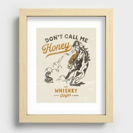 "Don't Call Me Honey" Retro Pinup Cowgirl On Horseback Shooting A Snake V.2 Recessed Framed Print