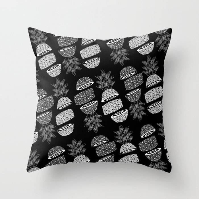 Pineapples (Dark/Sliced) Throw Pillow