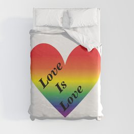 Love is Love, Rainbow Heart, LGBTQ Right Gay Pride Duvet Cover