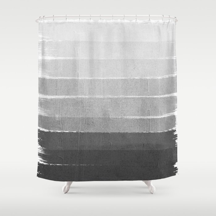 Brushstroke - Ombre Grey, Charcoal, minimal, Monochrome, black and white, trendy,  painterly art  Shower Curtain