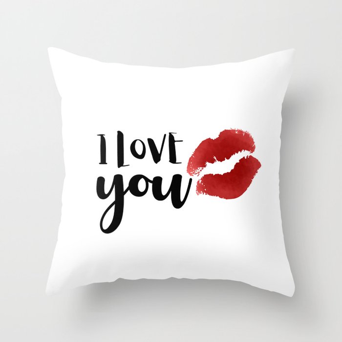 I Love You With A Kiss Red Lips Throw Pillow By Avenger Society6