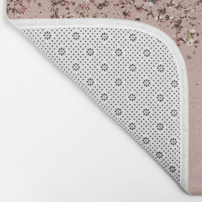 Blush Pink Rose Gold Bronze Cascading Glitter Bath Mat By