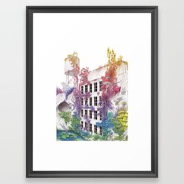 Water - Rainbow City - Watercolor Painting Framed Art Print