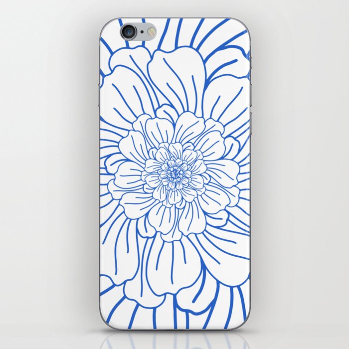 Blue Flower Outline iPhone Skin