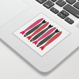 ANCHOVIES Graphic Pink Red Black Fish Sticker