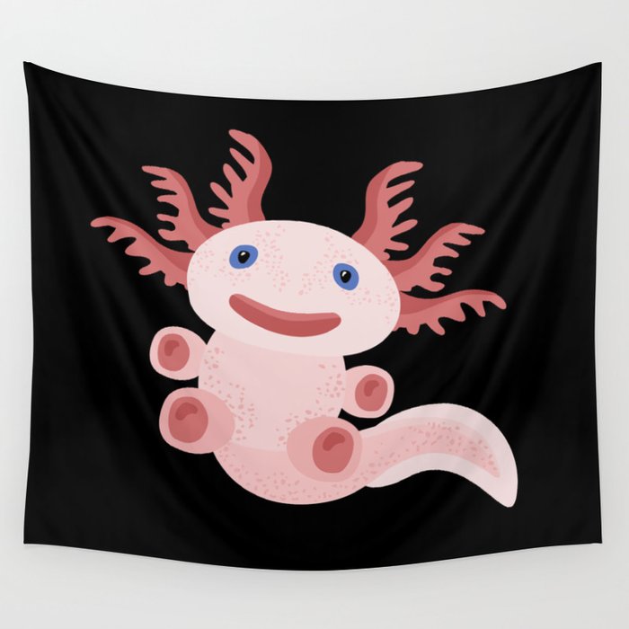 Cute Axolotl On Black Background Wall Tapestry By Xooxoo Cute Axolotl On Black Background Wall Tapestry By Xooxoo