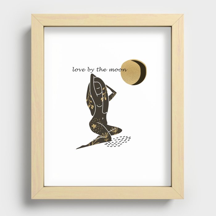 Love by the Moon goddess Recessed Framed Print