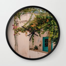Greek Street Still Live | Colorful Travel Photography in the Cycladic Island of Naxos | Sunny & Summer Vibe Wall Clock