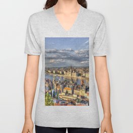 Budapest City View V Neck T Shirt