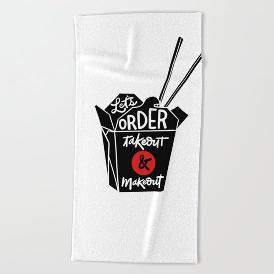 takeout & makeout Beach Towel