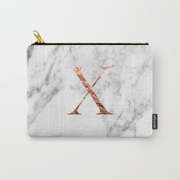 Monogram rose gold marble X Carry-All Pouch