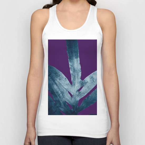 Midnight Sepia Navy Blue Purple Fern Unisex Tank Top