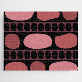 Tribal Art Rock Pattern Black Salmon Pink Jigsaw Puzzle