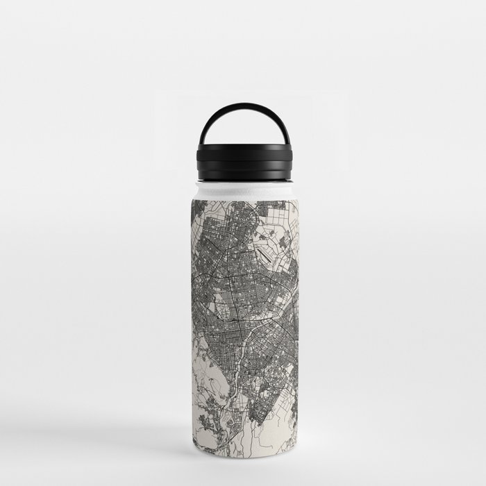 Sapporo - Japanese City Map - Black and White Water Bottle