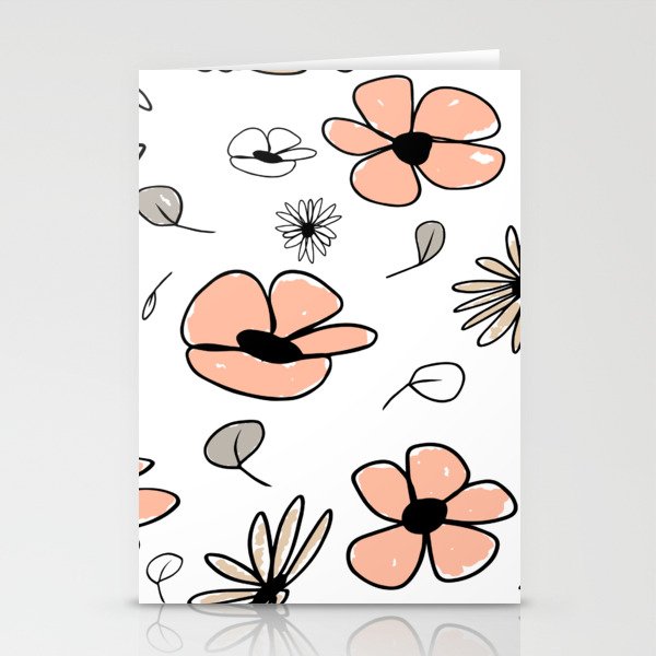 Peach and Neutral Flowers Stationery Cards